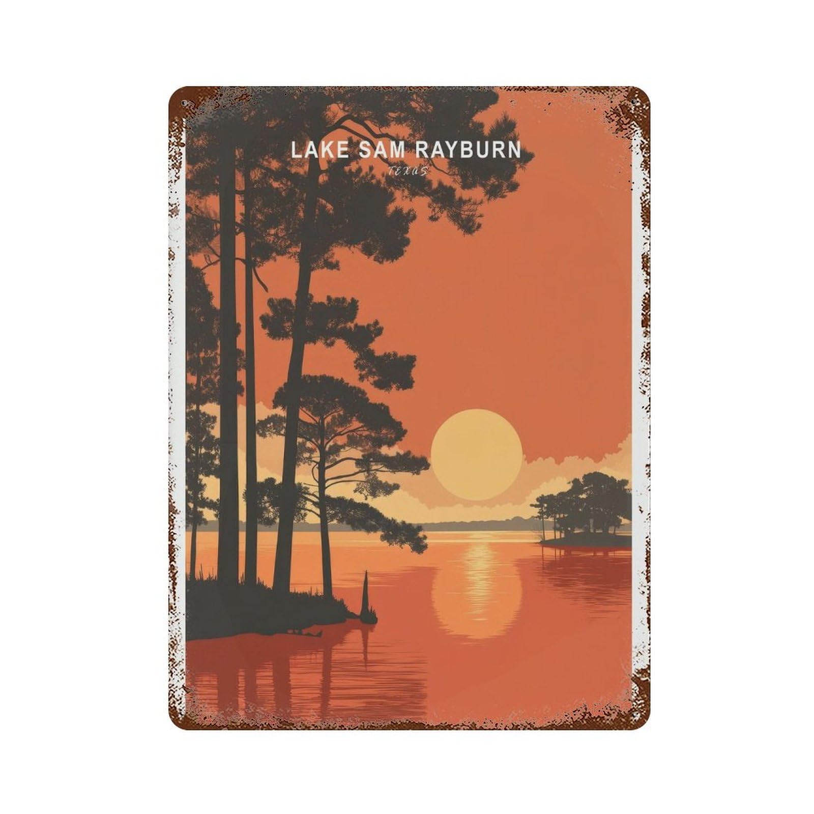 xiaoxiaoshen Lake Sam Rayburn Texas Travel Scenic Sunset Wall Decor Art Metal Tin Poster Modern Home Decor Art Home Bar Shop Decorations Vintage Sign 40x30cm