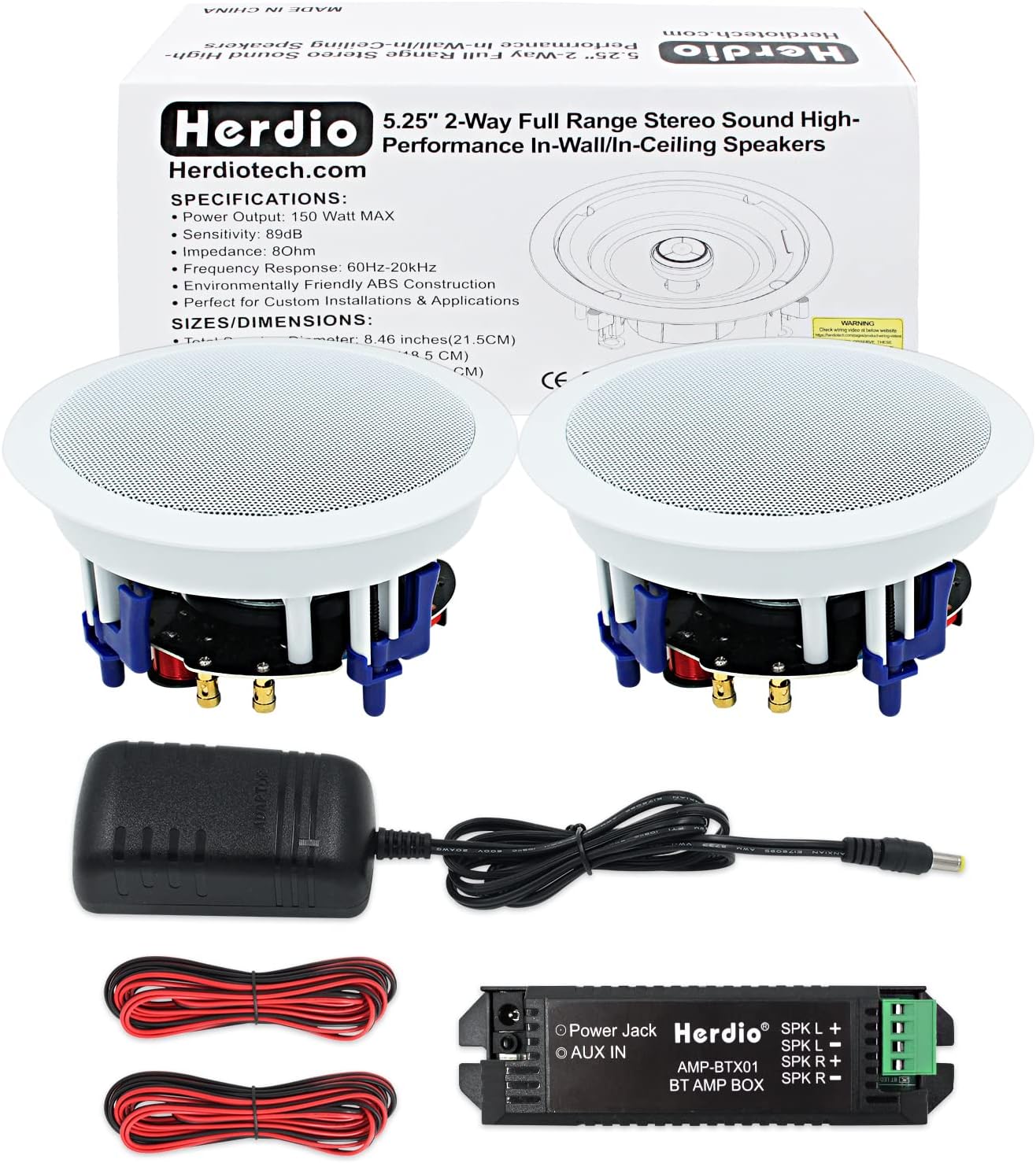 One-Day Sale: Up to 80% Off Herdio 5.25 Inch Ceiling Bluetooth Speakers Home recessed Speaker System 300 Watts Perfect for Humid,Kitchen,Bedroom,Bathroom,Covered Patio (A Pair)