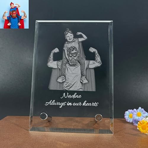 Foto de cristal 2D, marco de boda de cristal personalizado de marcos de fotos de recuerdo, cristal rectangular grabado, regalos personalizados de