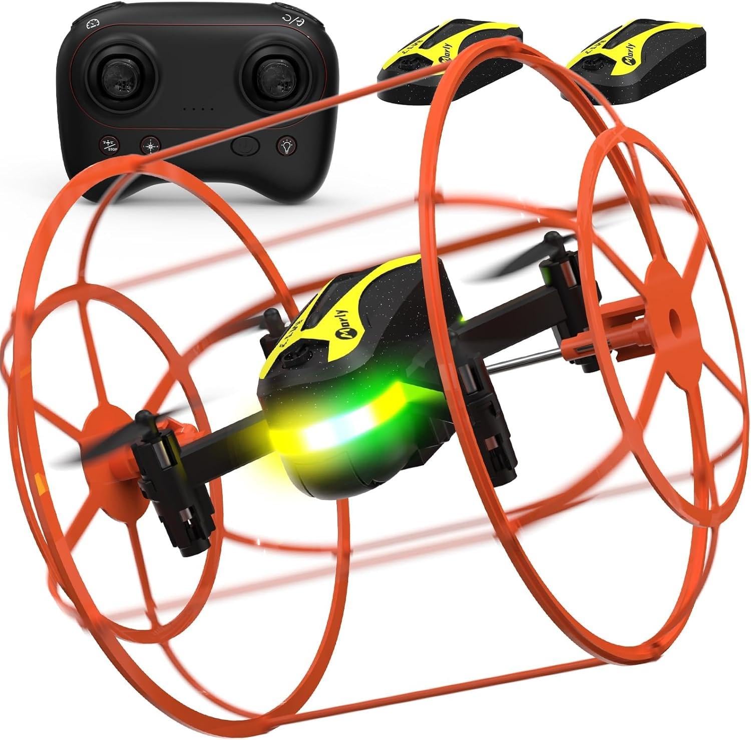 M17 Mini RC Quadrocopter Drohne mit Schutzschild Land Air Dual Modus Ein Knopf Start Landung 3D Flips Kopf loser Modus 3 Geschwindigkeits Stufen 2 USB wiederaufladbarer Akkus Geschenke