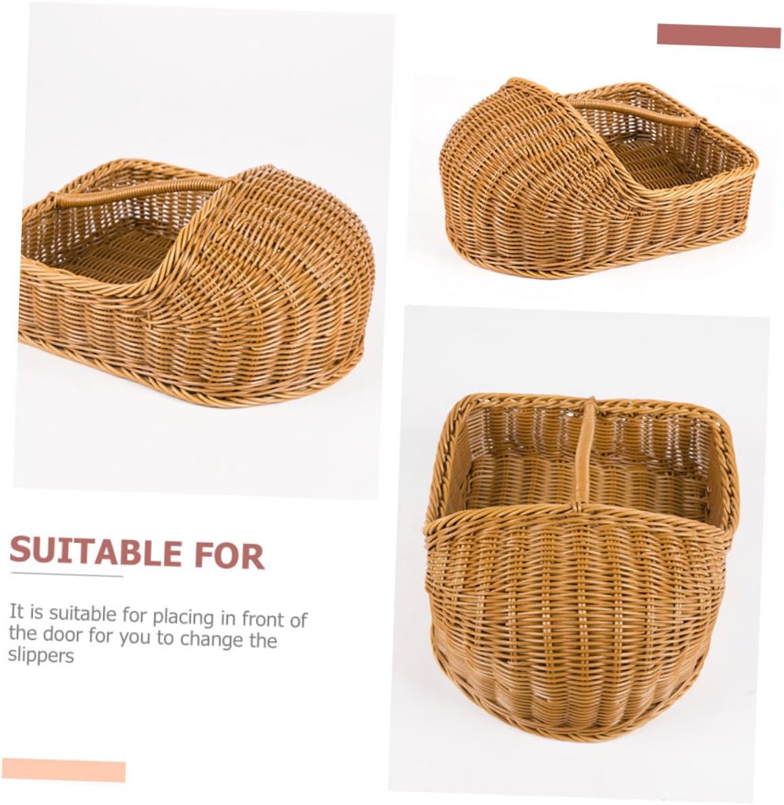 SOLUSTRE Material Imitation Rattan Slippers Storage Basket Multi-function Organizer