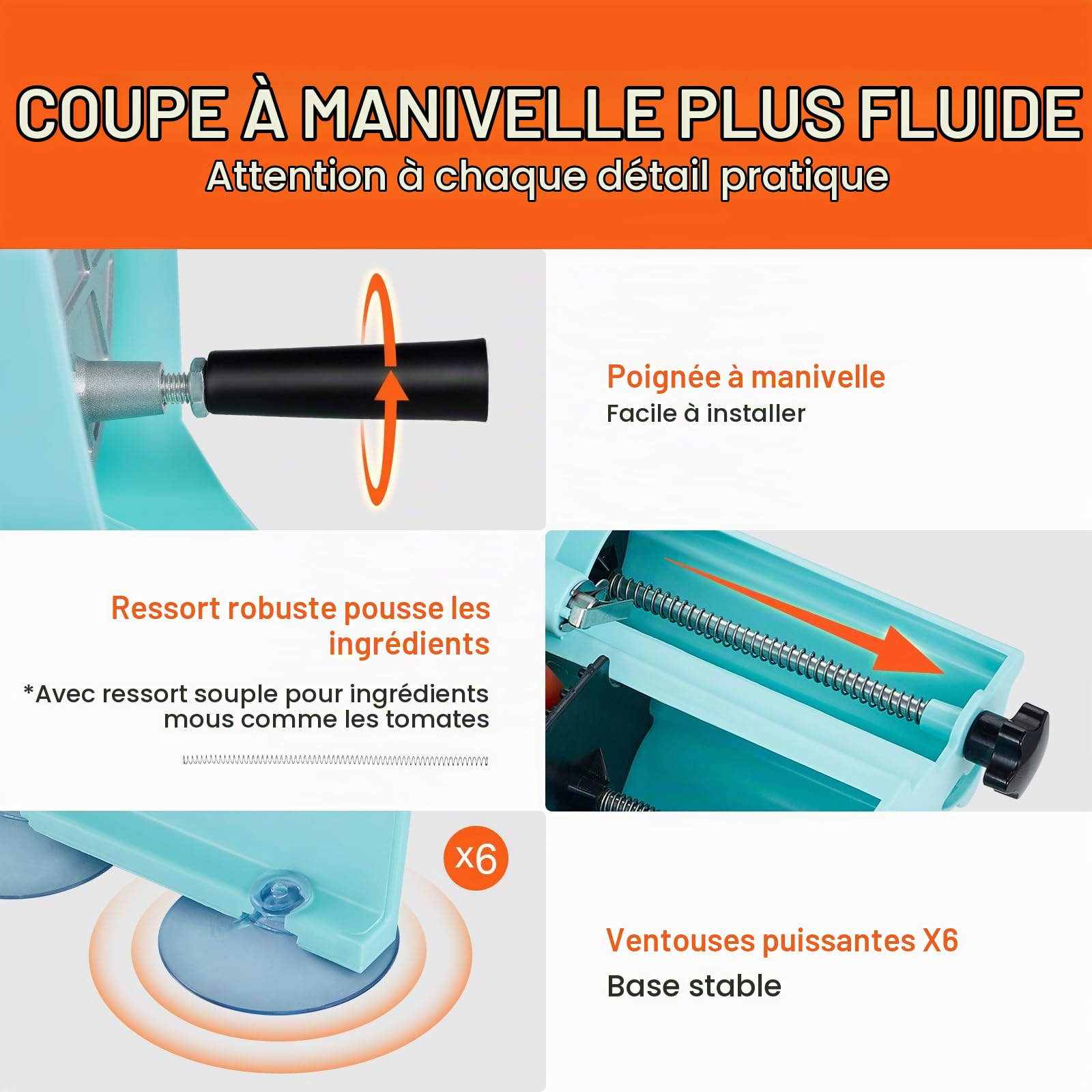 VEVOR Trancheuse Manuelle pour Légumes et Fruits, Coupe-Légumes Épaisseur Réglable 0-12 mm, Double Ports d'Alimentation, Lame en Acier Inoxydable, Machine à Trancher pour Concombre, Citron, Tomate