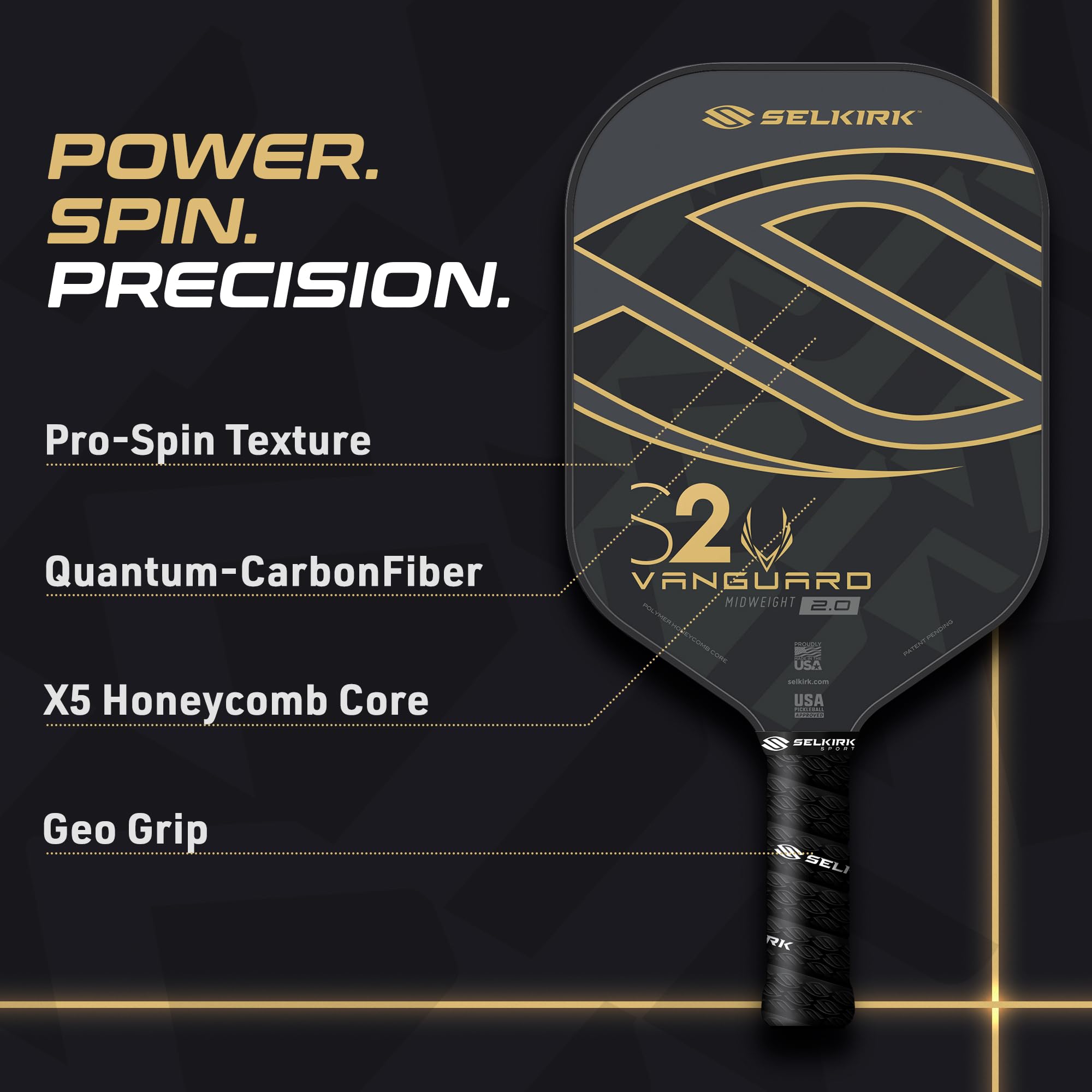 Amazon.co.jp: Selkirk Sport Vanguard 2.0 ピックルボールパドル | S2