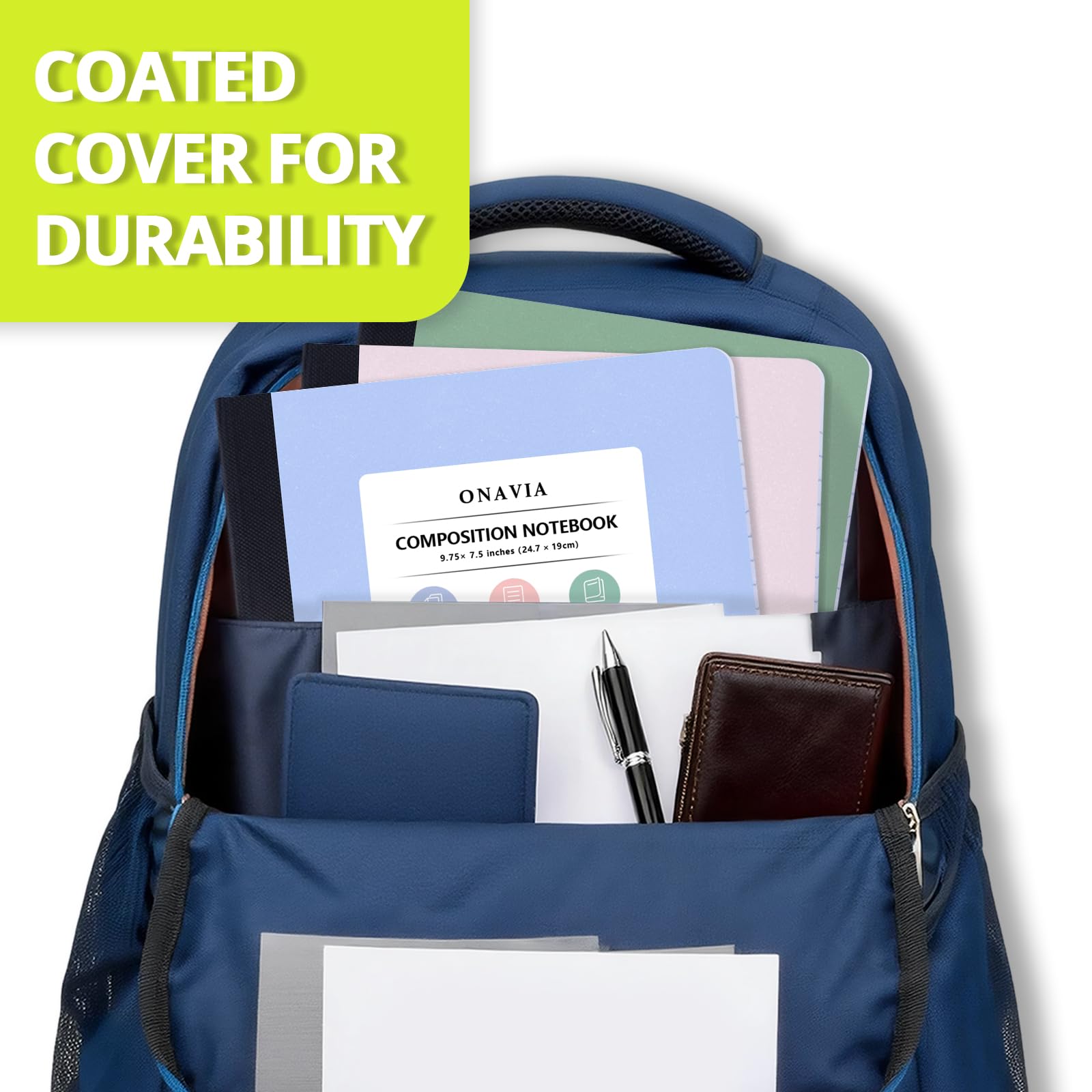 ONAVIA Confezione da 12 quaderni per la scuola, a righe da college, 24,5 x 19,8 cm, 80 fogli ciascuno, rilegatura cucita, quaderni scolastici sfusi, rosa