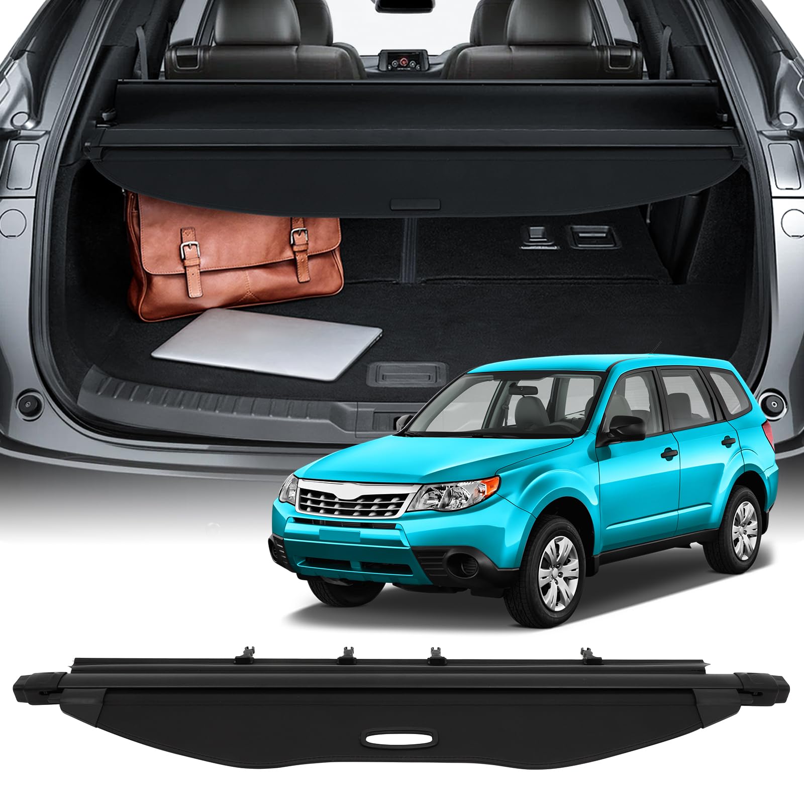 SCITOO Cargo Cover 2009-2013 for Subaru Forester 2.5L Upgraded Retractable Rear Trunk Cover with Aluminum PVC&Plastic