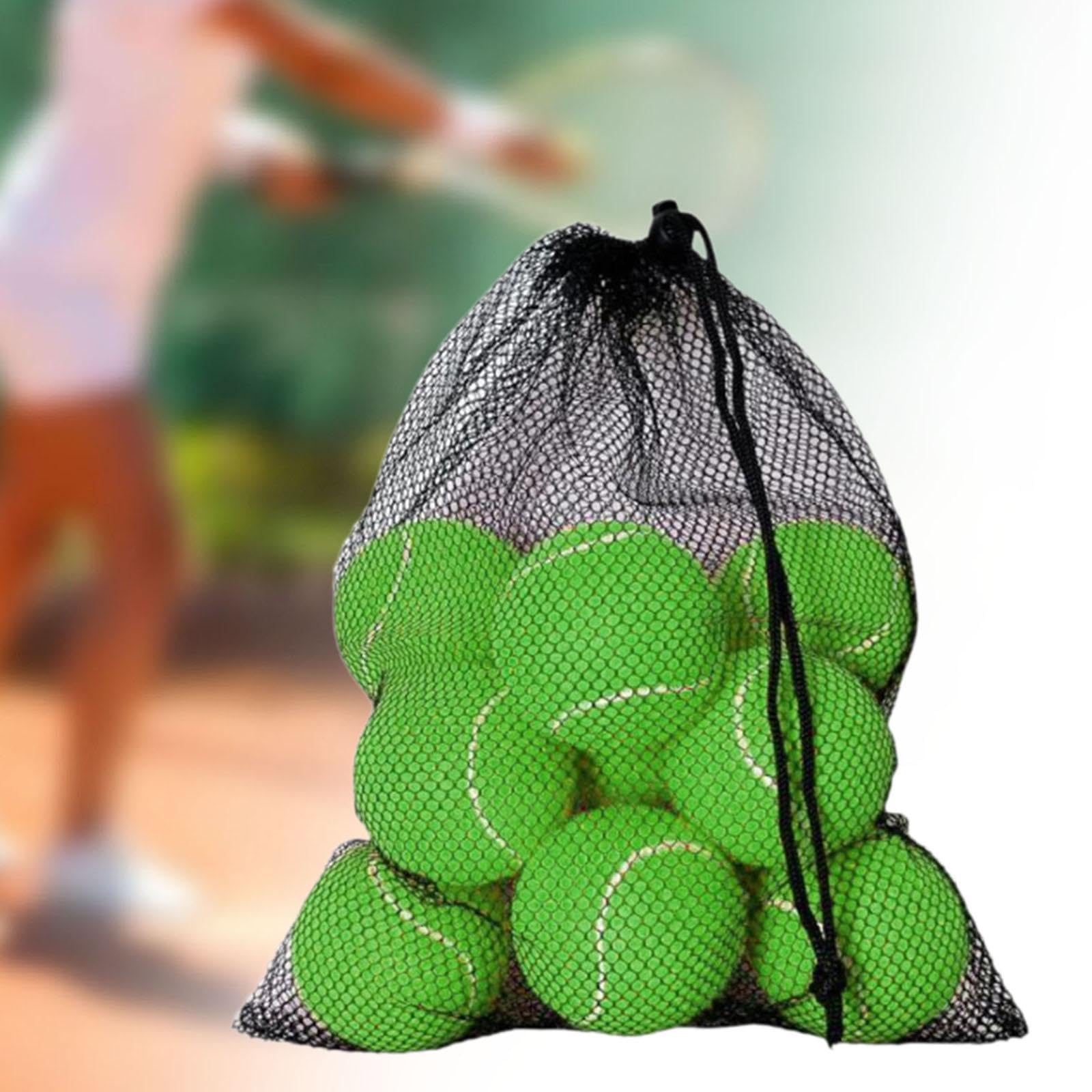 12 Pelotas Tennis Pelotas Práctica Entrenamiento Juego Resistente Material Goma Felt con Bolsa Uso Portátil Adecuado para Niños Adultos Ejercicio Al a, Verde