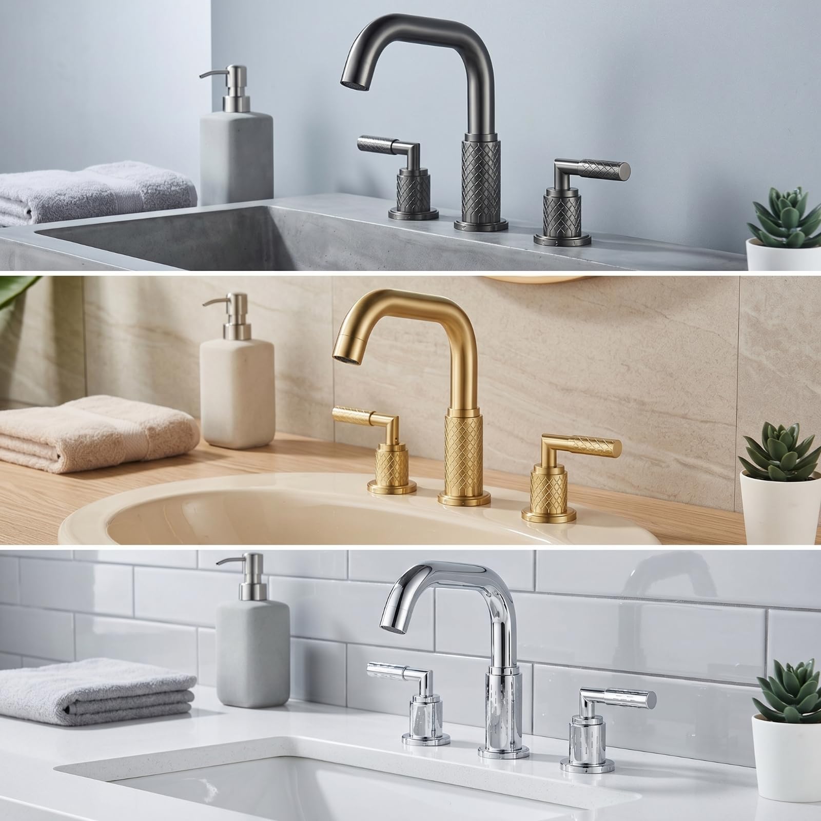 perfeclan Grifo de Lavabo Baño Grifería Mezclador Doble Manija con Giratorio Elevado Base Cilíndrica con Patrón Estructura Metálica con Aireador Integrado, Plateado