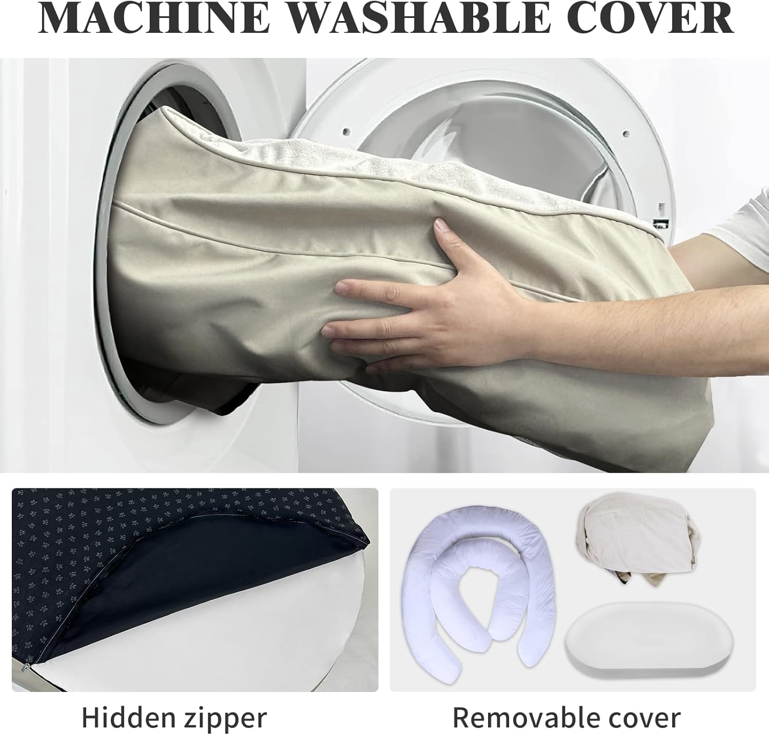 Dog Couch, Dog Sofa Bed for Medium to Large Dogs up to 60Lbs,Dogs Beds with High- Walled Deep Enclosure Design, Pet Couch with Removable Washable Cover & Non-Slip Bottom, Beige