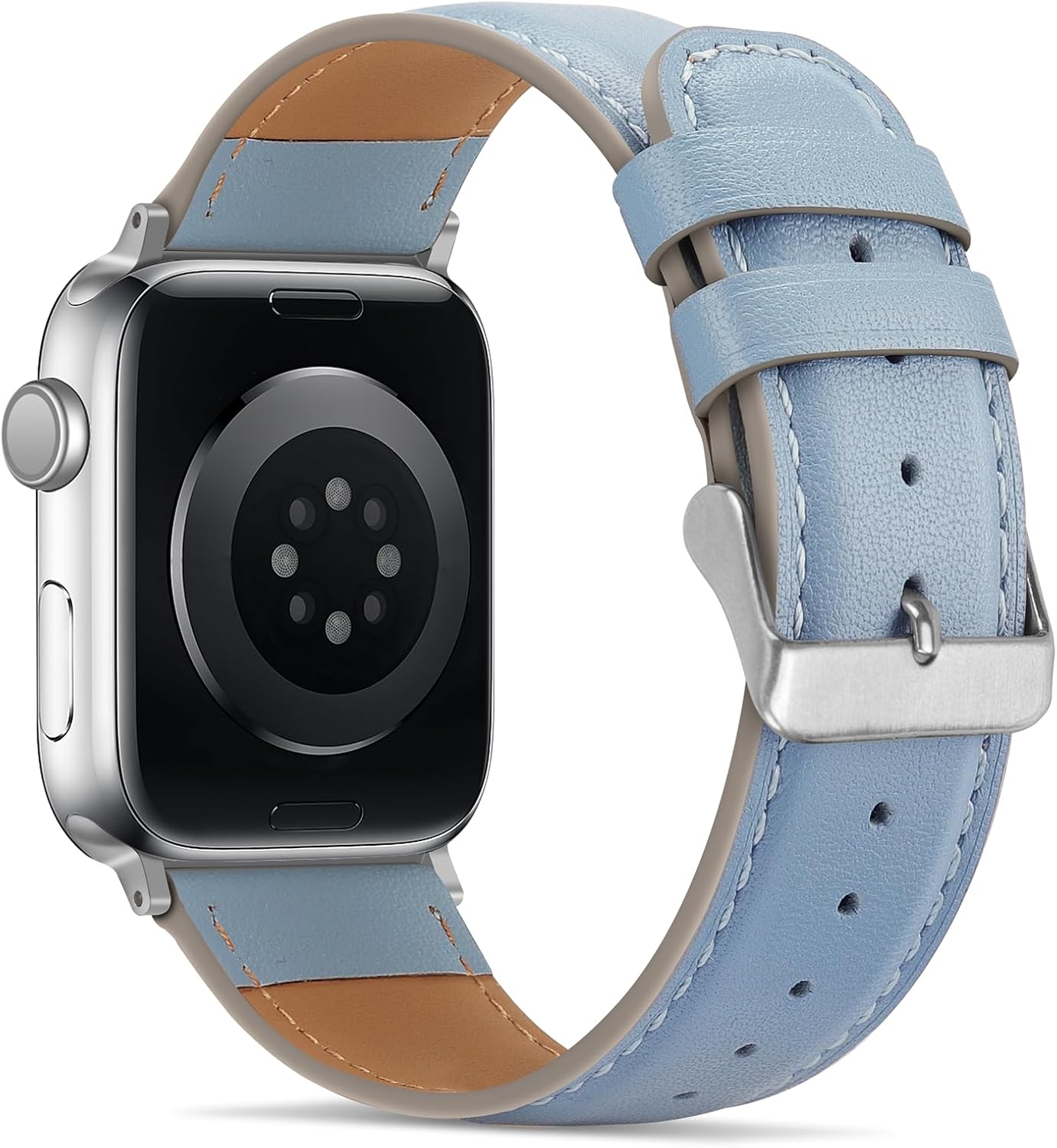 Tasikar Bands Compatible with Apple Watch Band 42mm (Series11/10) 41mm 40mm 38mm Men Genuine Leather Replacement Bands Compatible with Apple Watch SE Series 11 10 9 8 7 6 5 4 3, Blue - Image 2