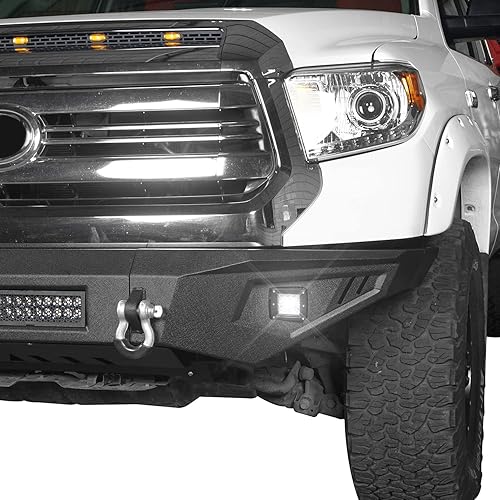 Miniatura 4 de Hooke Road Parachoques delantero con placa deslizante todoterreno y anillos en D compatible con Tundra 2014-2021 Regular | Doble cabina | Camión