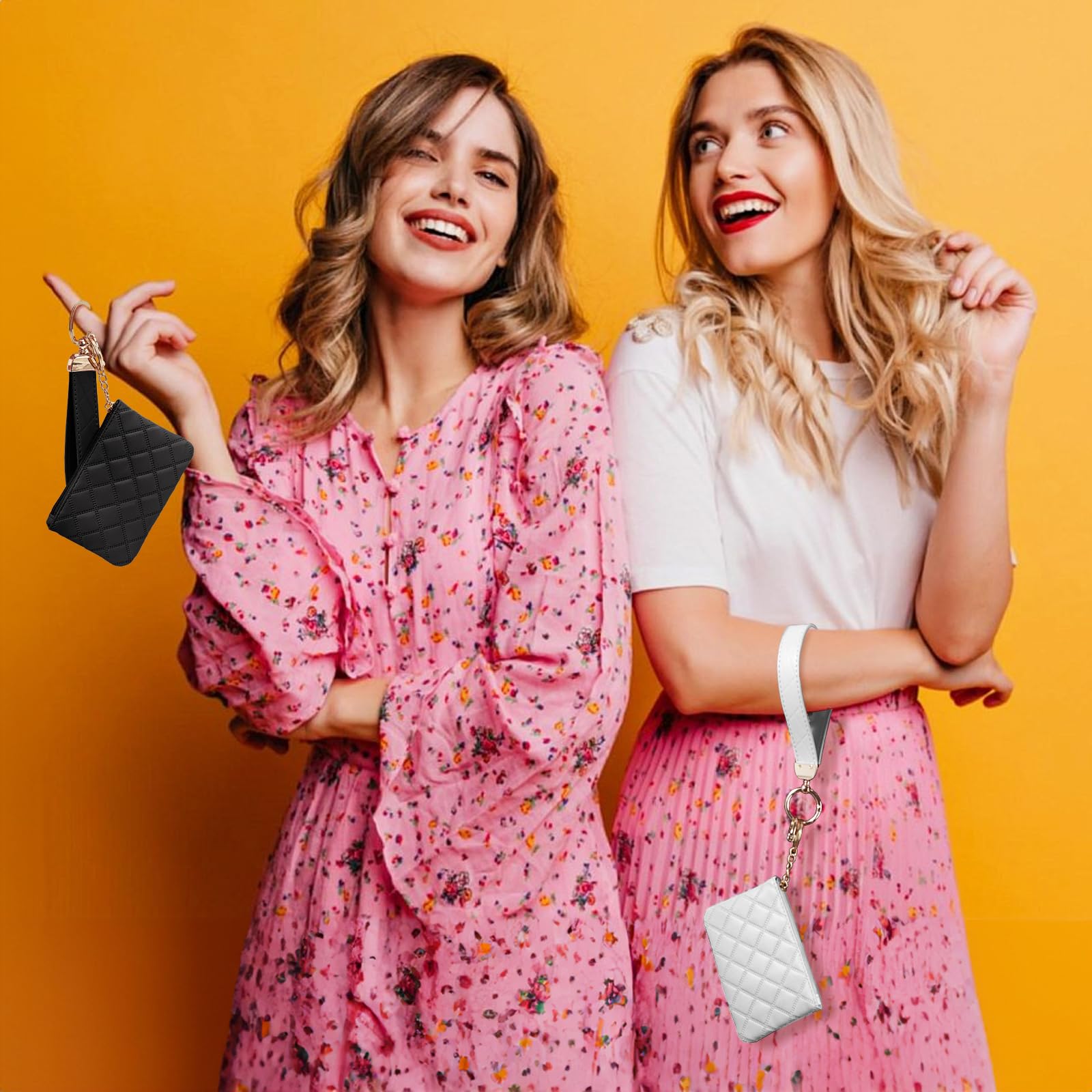 GuanBoXin Wristlet Bracelet Keychain, Mini Zip Around Wristlet Wallet for Women, Key Ring Wallet, Portable Coin Purse Zipper, Gifts for Women Mom Girl Friend Sister Black