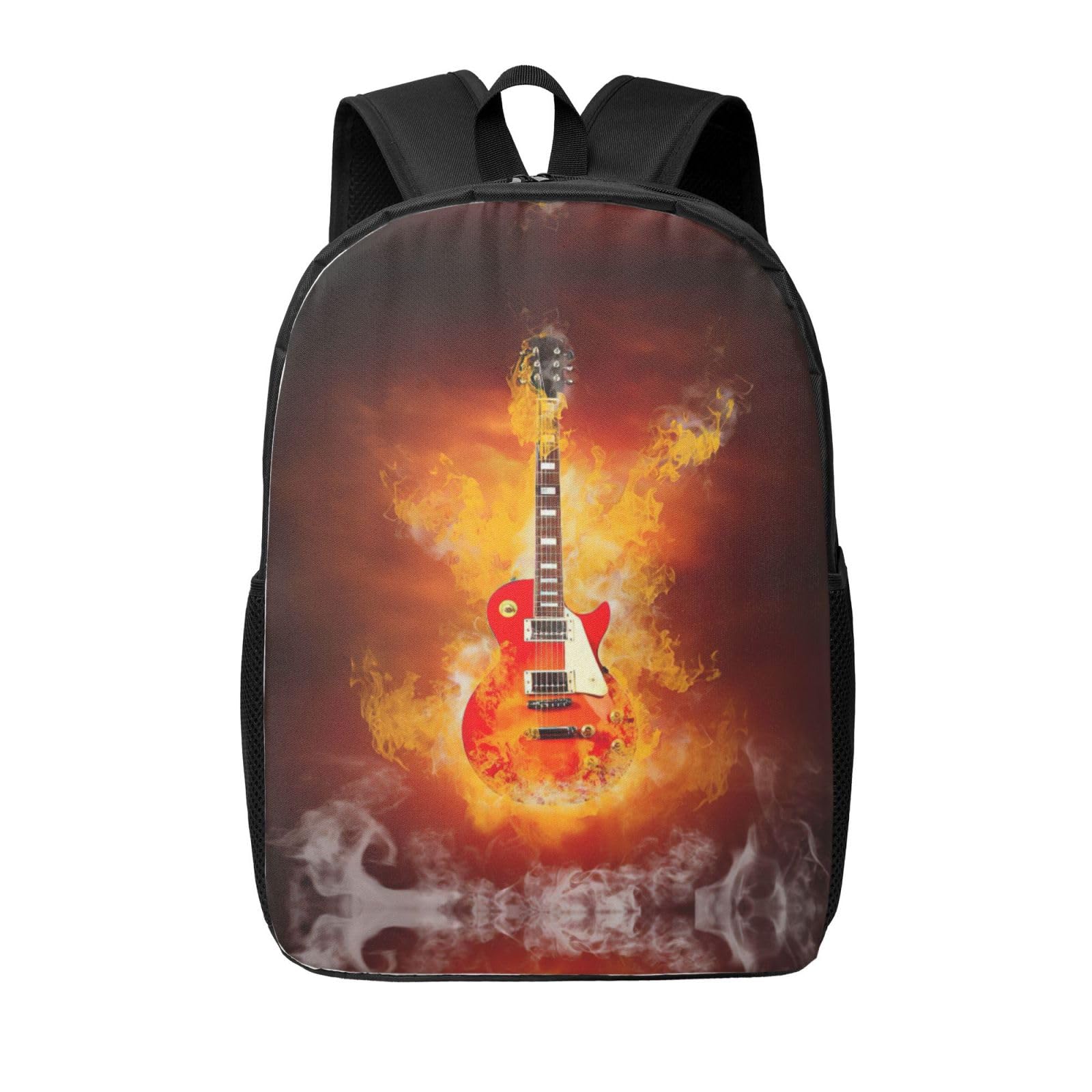 Mochila ligera EdWal con guitarra rock en llamas unisex negra de talla única 8