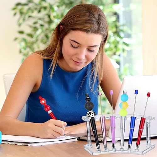 Miniatura 6 de Tenceur Juego de 148 bolígrafos con cuentas, regalo de regreso a clases, 48 bolígrafos de plástico con cuentas, 48 bolsas resellables, 48 tarjetas