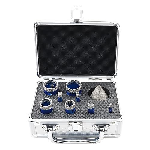 Juego de brocas de núcleo de diamante seco, kit de sierra de agujero para azulejos de diamante con vástago redondo para azulejos de porcelana,