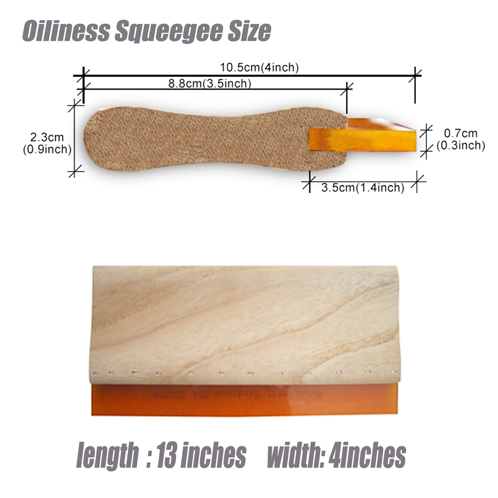 TECHTONGDA Silk Screen Printing Squeegee Rubber Wood Oilness Scraper for Ink Silk Screen Printing 75 Durometer 13inch