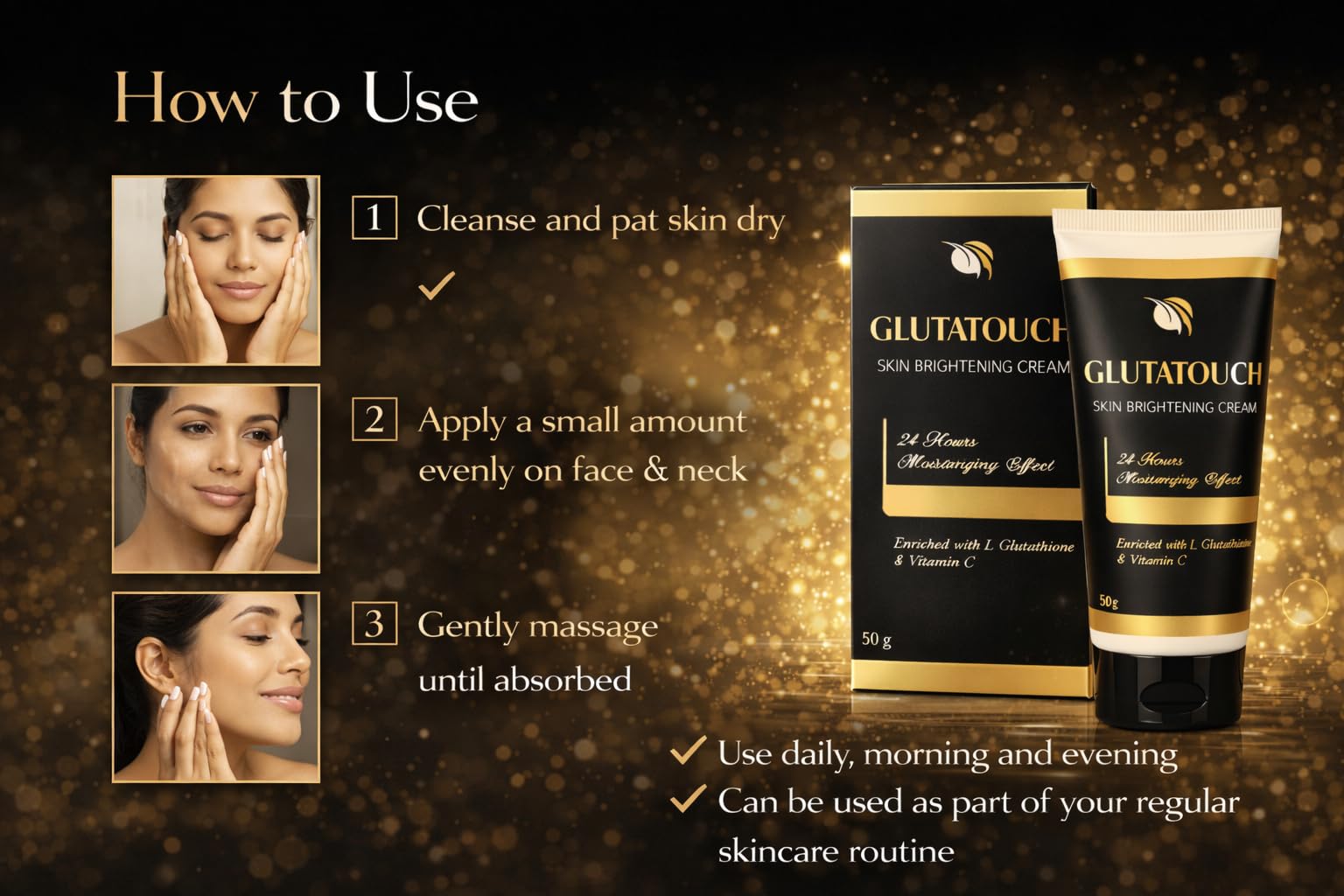 GLUTATOUCH Skin Brightening Cream with L-Glutathione and Vitamin C for  24-Hour Moisturizing, Skin Radiance, Dark Spot Reduction, and Even-Tone  Enhancement, 50g: Buy Online at Best Price in UAE - Amazon.ae
