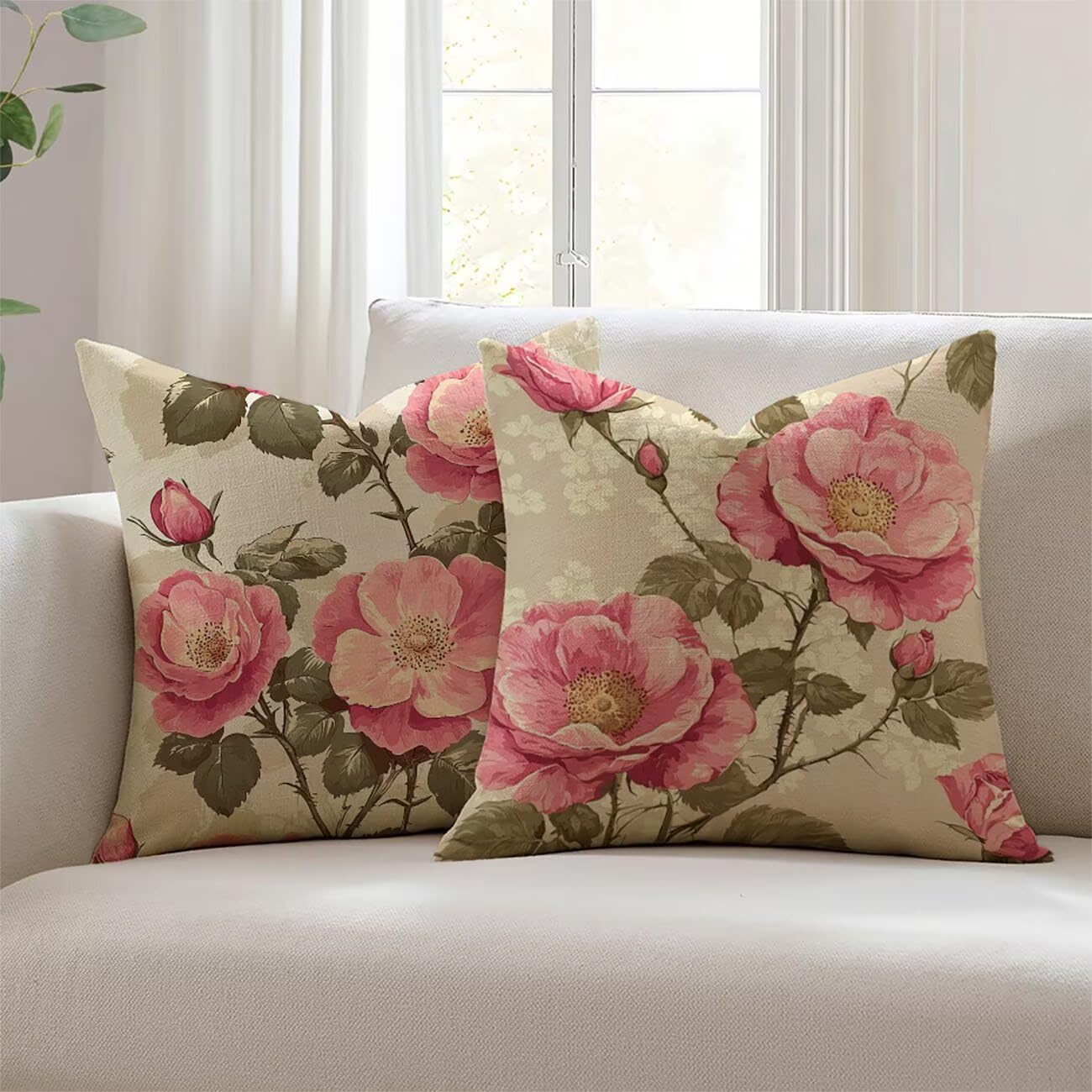 Coussins exterieures imperméables 60x60cm rétro floral Lejnlnng en lin pour votre décoration de terrasse