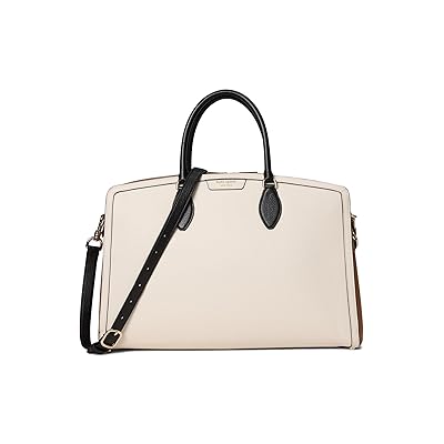 Kate Spade New York Hudson Colorblocked Pebbled Leather Commuter Laptop Bag Weekender/Overnight Luggage Parchment