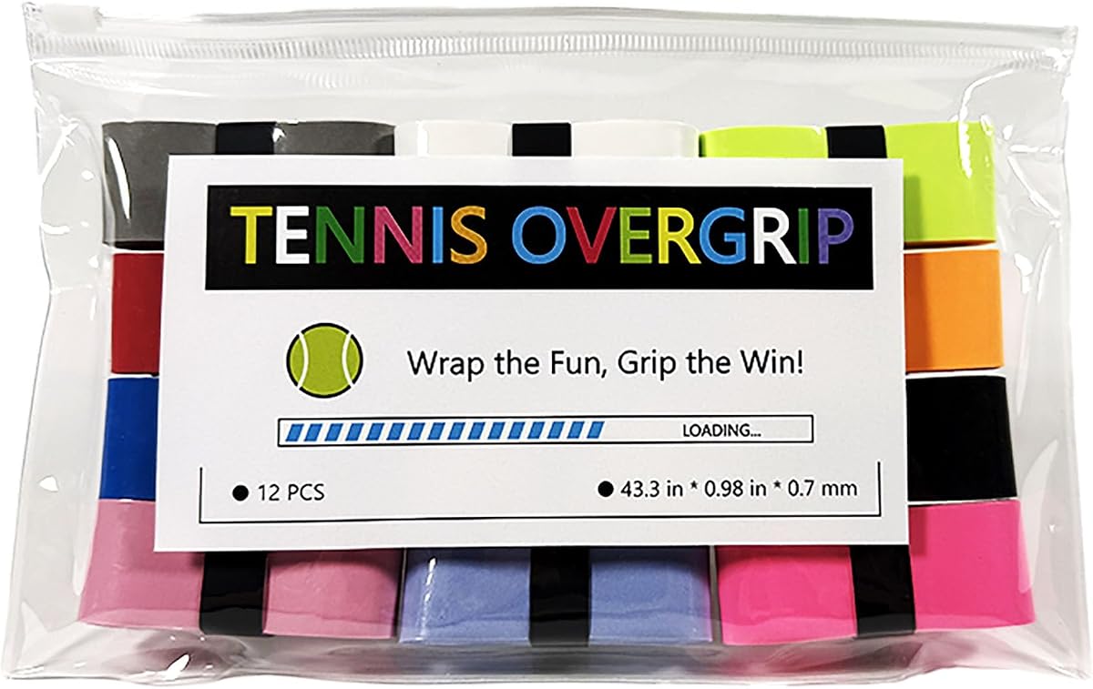 Paquete de 12 cintas de agarre para raqueta de tenis, cinta de agarre para raqueta de tenis, cinta de agarre para Pickleball de varios colores, cinta de agarre para bádminton muy cómoda