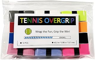 12 Pack Tennis Racket Grip Tape - Tennis Overgrip Grip Tape for Tennis Racquet - Multiple Colors Pickleball Overgrip Tape - Highly Comfortable Badminton Grip Tape
