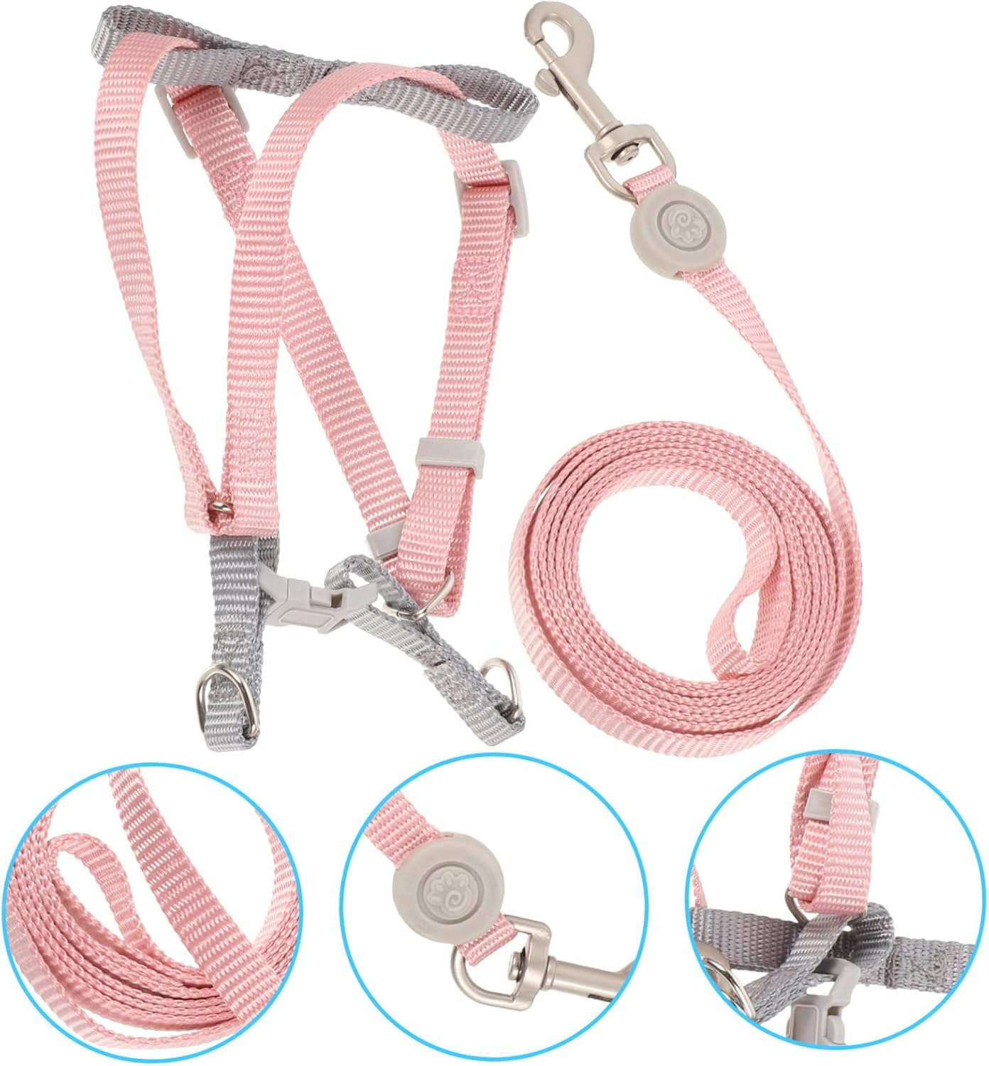 Cat Harness Leash Set Double Clamps Comfortable for Outdoor Walking Training Jogging