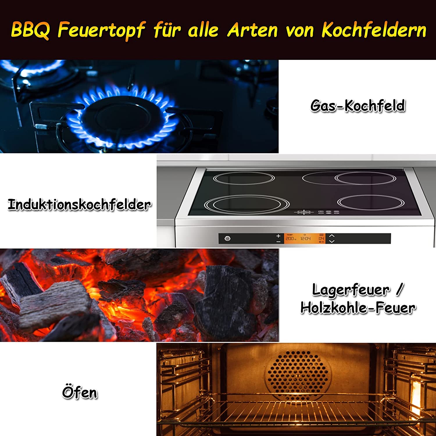 Froadp Set de Horno Holandés Dutch Oven Set Olla de Hierro Fundido Incluye Sartén Sartén para Hornear Cazuela Gancho de Mano etc Firepot Olla Parrilla para BBQ Interior Exterior Camping (10 Piezas)