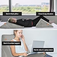 Vista 9 de GORELAX Almohada de cuña de cama, cojines inclinados de espuma viscoelástica para reflujo ácido, antironquidos, almohadas de elevación de piernas