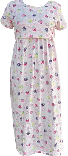 SheroBeClassy Women’s Maternity Feeding Maxi Dress | Zipless Nursing Wear | Soft Cotton Knitted Fabric | Comfortable Night...