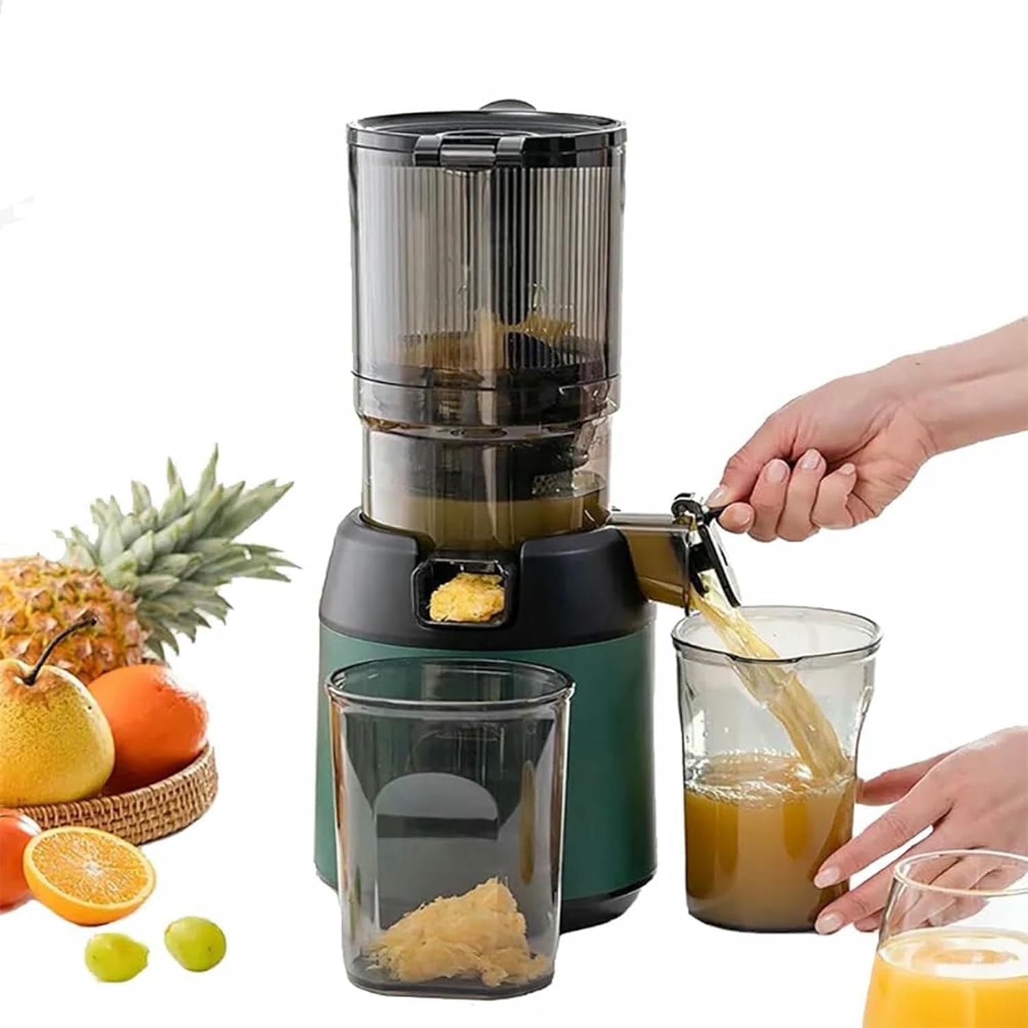 Cold Press Masticating Juicer - Slow Juicer Machine with Pomace Separation and Wide Feeding Chute for Fruits and Vegetables-