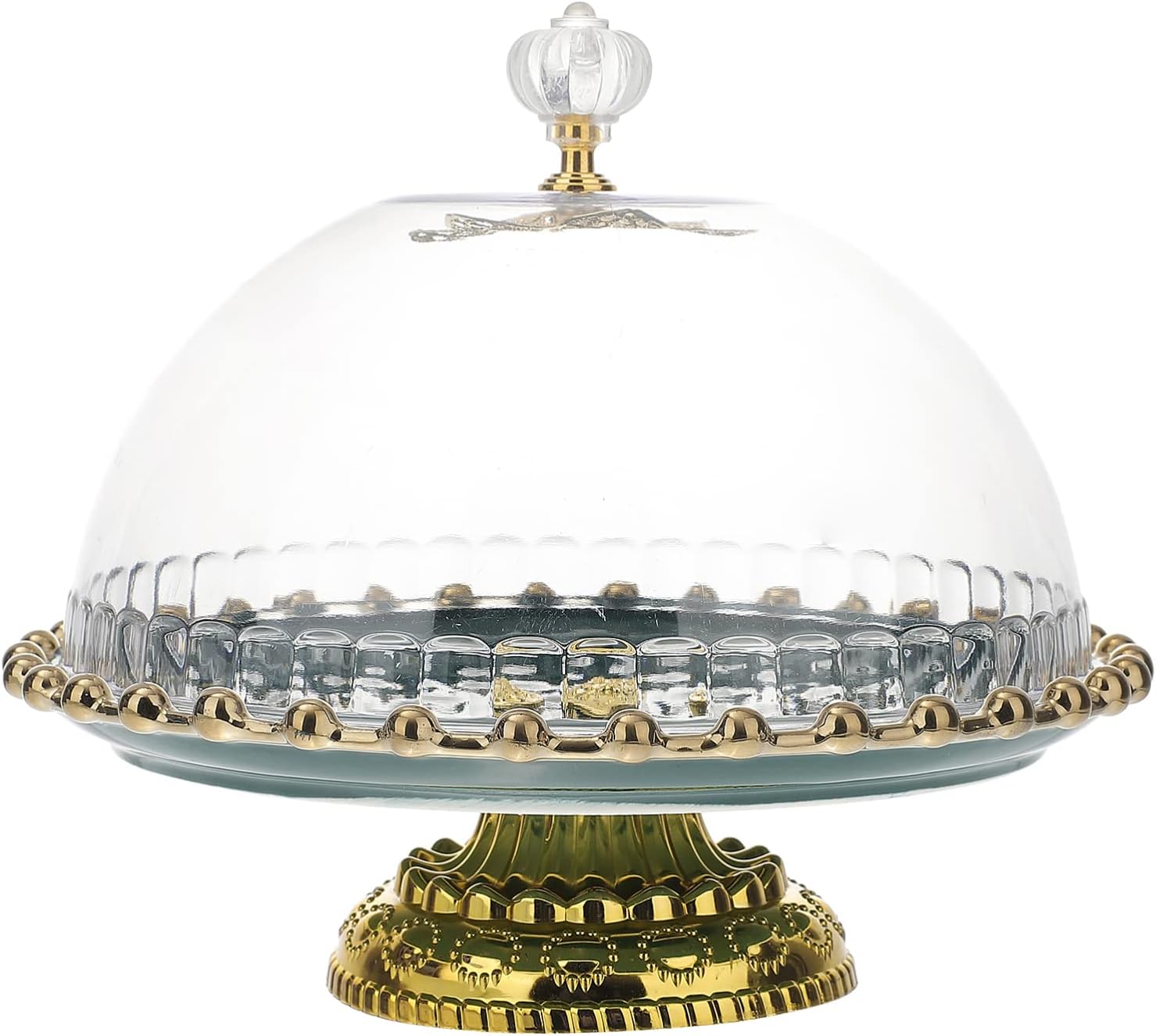 Ipetboom Ceramic Cake Stand with Dome Cover Glass Domed