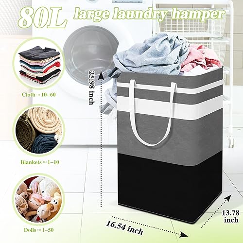 Miniatura 2 de 2-Pack Foldable Laundry BasketLarge Laundry Basket with HandlesWaterproof Laundry Basket Collapsible Laundry Basket for Clothes Organizer 80L