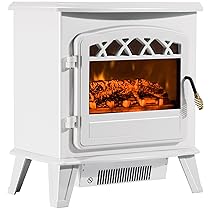 HOMCOM Camino Elettrico con Effetto Fiamma Regolabile, Caminetto Elettrico 925W, 1850W con Temperatura Regolabile, Termostato, Protezione da Surriscaldamento, 51x31x56 cm, Bianco