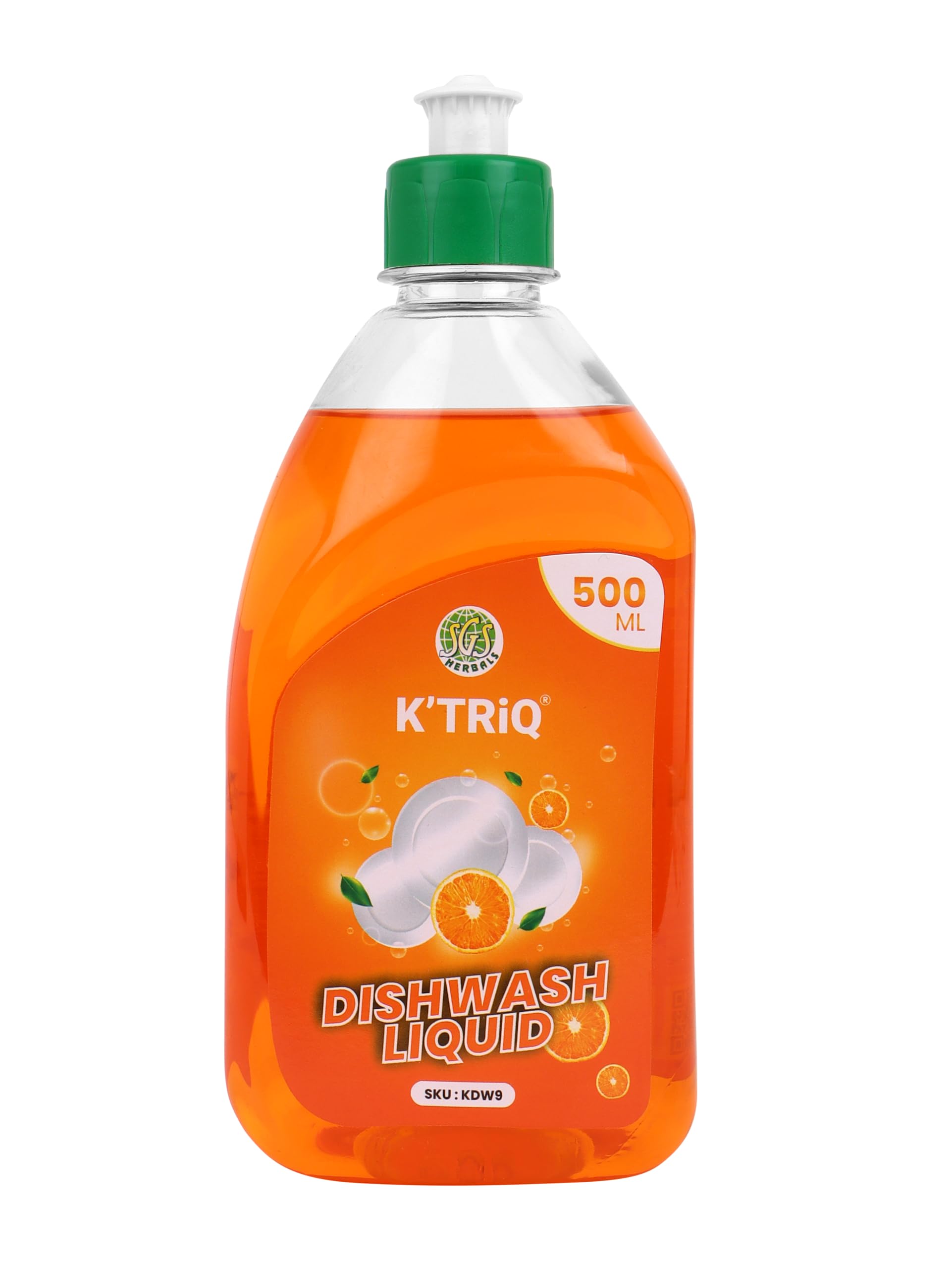 K'TRiQ Dishwash Liquid, Orange Flavour – 500 ml, Powerful Grease Removal, Long-Lasting Freshness, Gentle on Hands, Eco-Friendly Formula