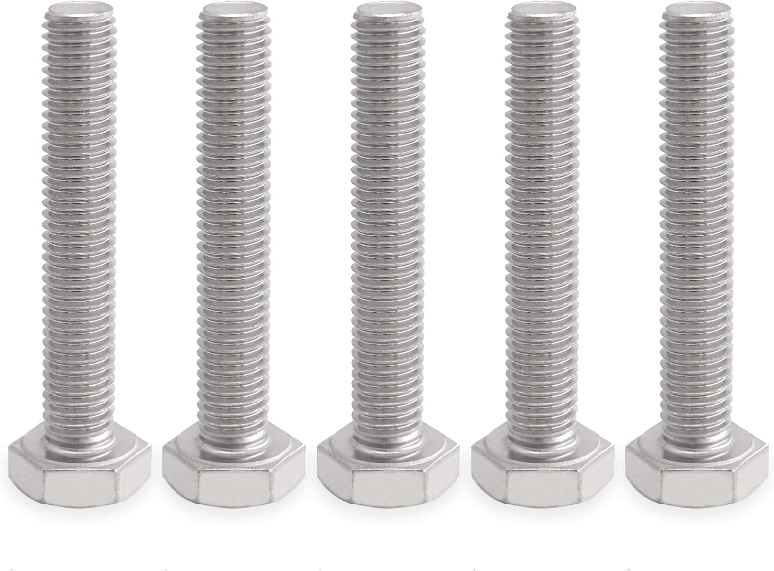 M10 Hex Head Bolt Screw, M10-1.5 x 65mm Stainless Steel 18-8 304 A2-70 Fully Threaded Hex Bolts 5pcs
