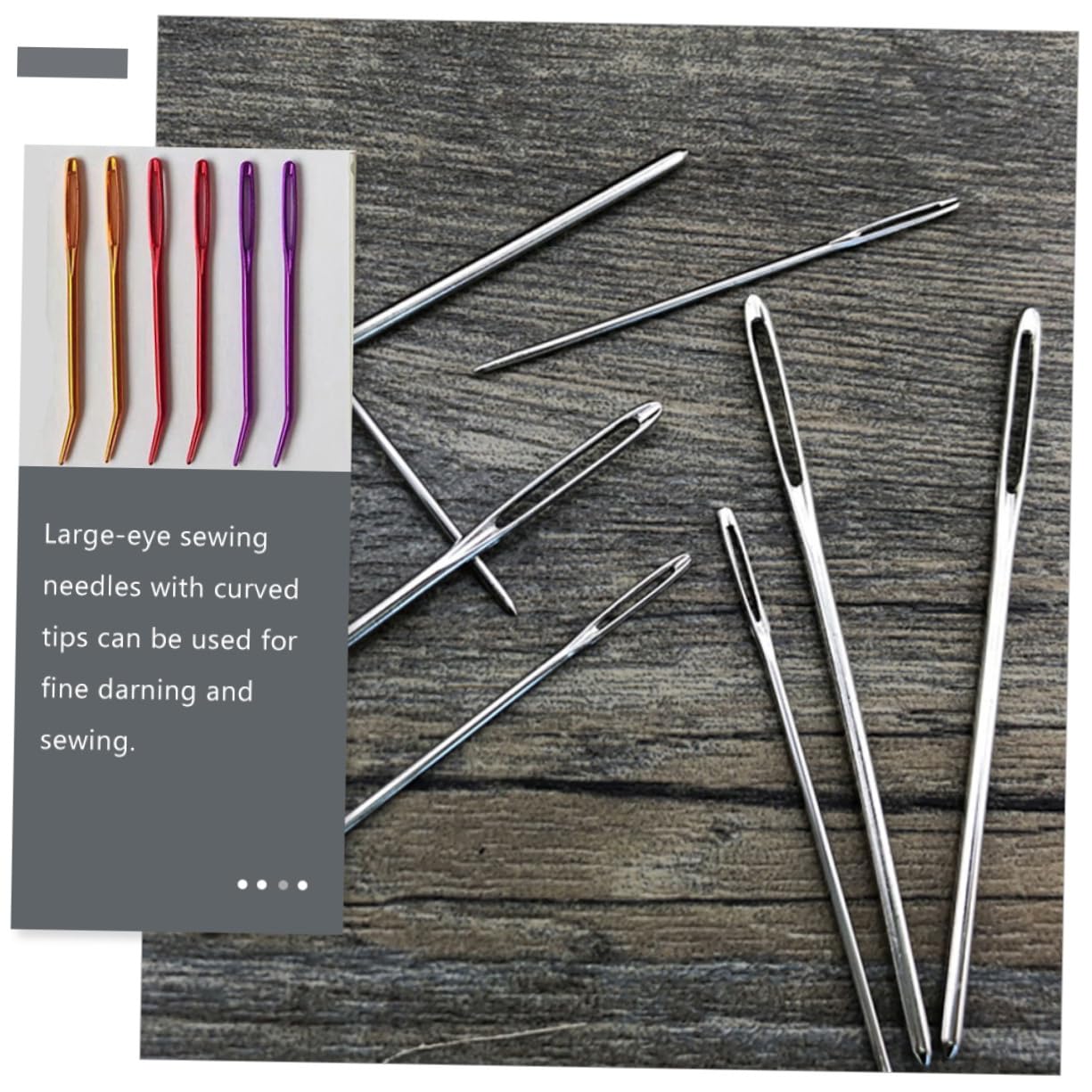 TEHAUX 5juegos Agujas De Coser y Enhebradores Coloridos Kit Para Manualidades Agujas De Ojo Granpara Tejer y Coser Yarn Craft