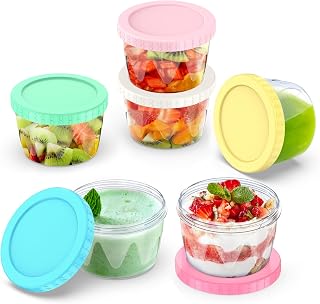 Reusable Freezer Storage Containers [UNIQUE INNOVATIVE DESIGN] 6 Pack-16 Oz Arrow Indicates Easy Opening and Closing of Lid Microwave and Dishwasher Safe,Soup Containers for Oats/Salad