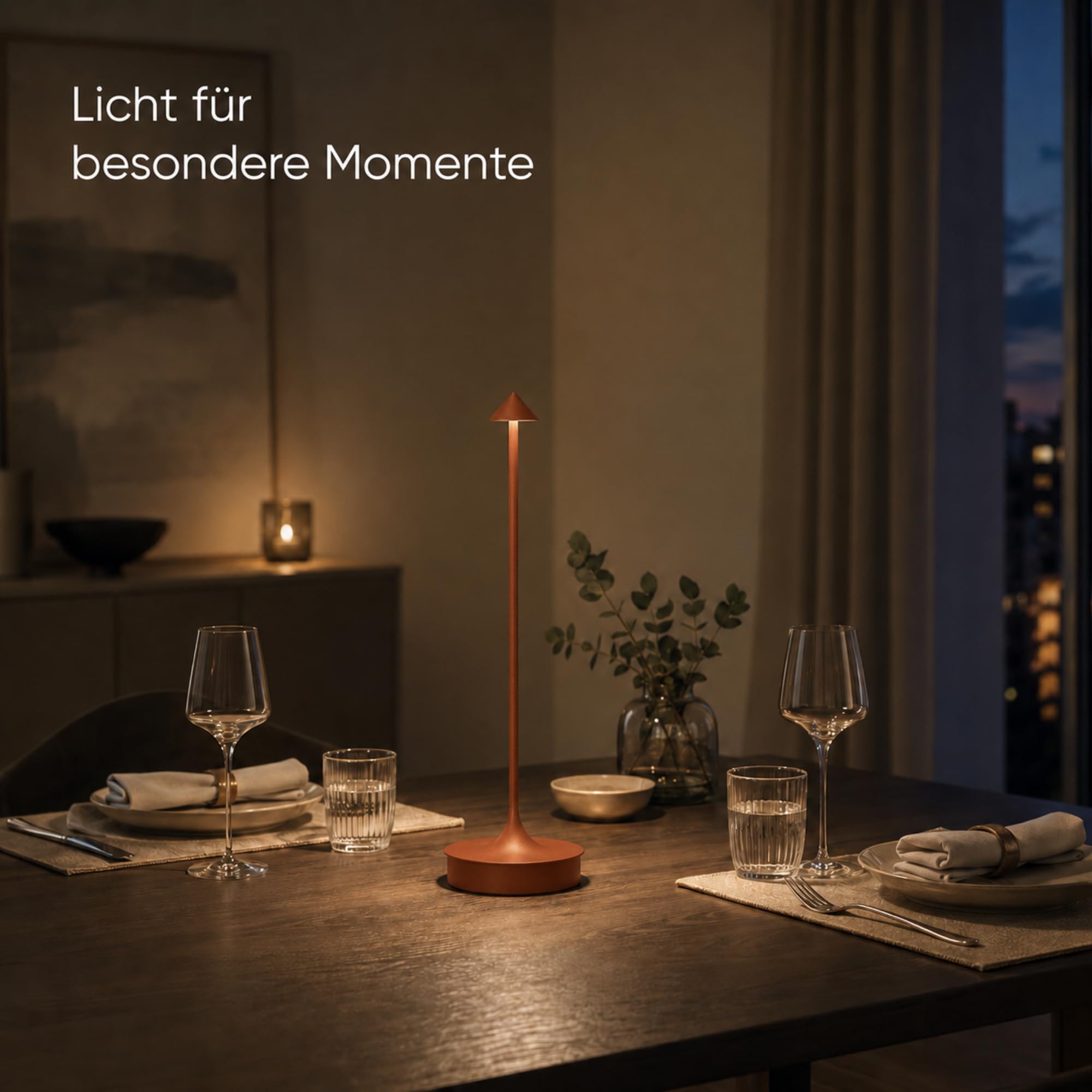 Leomix Lámpara de mesa LED inalámbrica, recargable, 4000 mAh, táctil, regulable, IP54, resistente al agua, para restaurante, bar, jardín, balcón, mesa de comedor