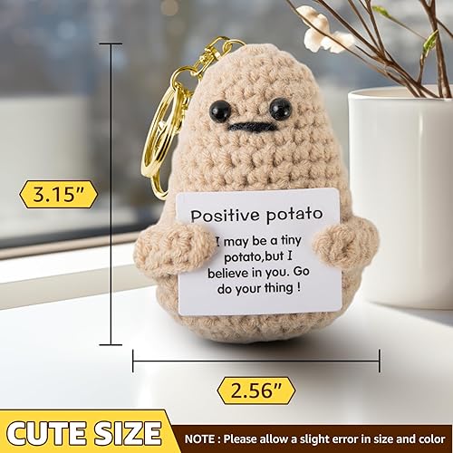 Miniatura 2 de ZAZIWZ Juego de 2 patatas positivas con llavero, mini tejido de patata a ganchillo, apoyo emocional, felpa divertida regalos de alegría, regalos