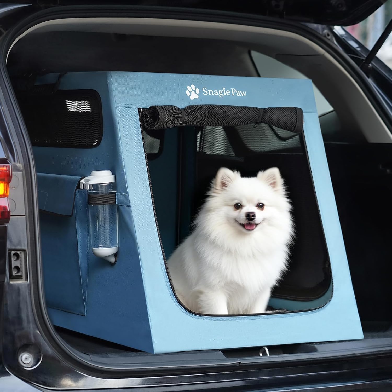 Snagle Paw Große Hundetransportbox für Autoreisen,Zusammenklappbare Transportbox mit Metallrahmen & 3-Maschigen Türen,Hundebox für Kofferraum/Rücksitz,Stabil Kennelbox mit Großer Aufbewahrungstasche