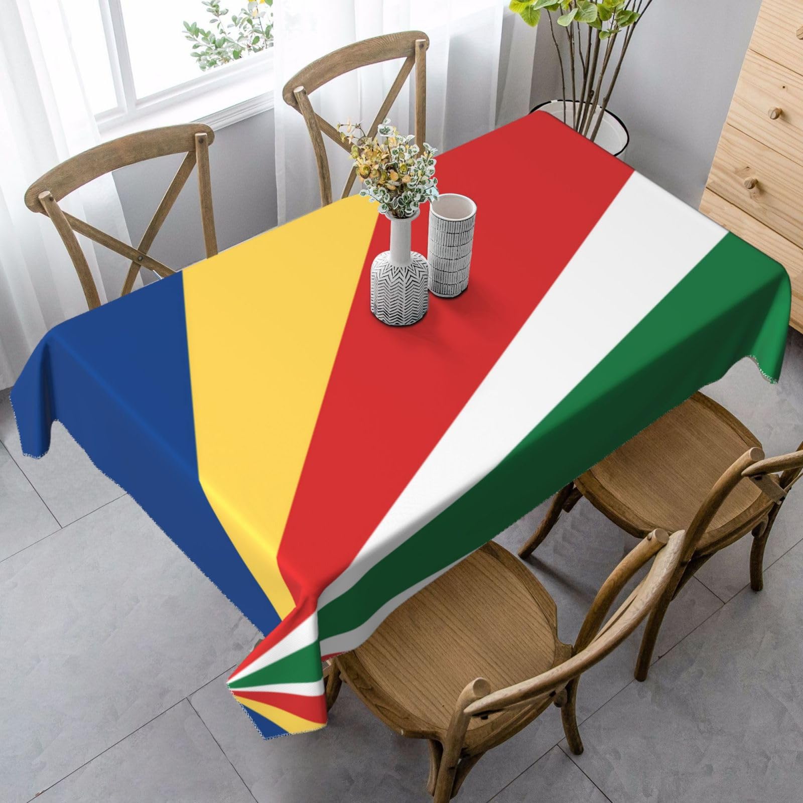 WLKDMTR Flag of Seychelles Long tablecloths are suitable for various indoor and outdoor dining occasions.