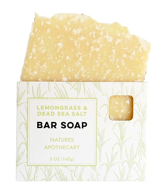 NATURE'S APOTHECARY Lemongrass & Dead Sea Salt Premium Bar Soap - Cold-Processed Castile Soap - Eco-Friendly, Vegan, Hypoallergenic, All-Natural, Handmade in USA by DAYSPA Body Basics