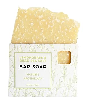 NATURE'S APOTHECARY Lemongrass & Dead Sea Salt Premium Bar Soap - Cold-Processed Castile Soap - Eco-Friendly, Vegan, Hypoallergenic, All-Natural, Handmade in USA by DAYSPA Body Basics