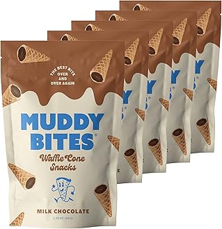 Waffle Cone Snacks Bite Sized Chocolate Filled Waffle Cones for Snack or Dessert, Ice Cream Topping, Premium Chocolate made with Pure Cane Sugar, Kosher (Milk Chocolate, 5 Bags)