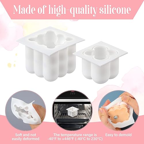 Miniatura 3 de 4 piezas de molde de vela de soja de silicona 3D, molde de vela de burbujas, kit de molde de cubo hecho a mano con 50 mechas de vela, varillas de
