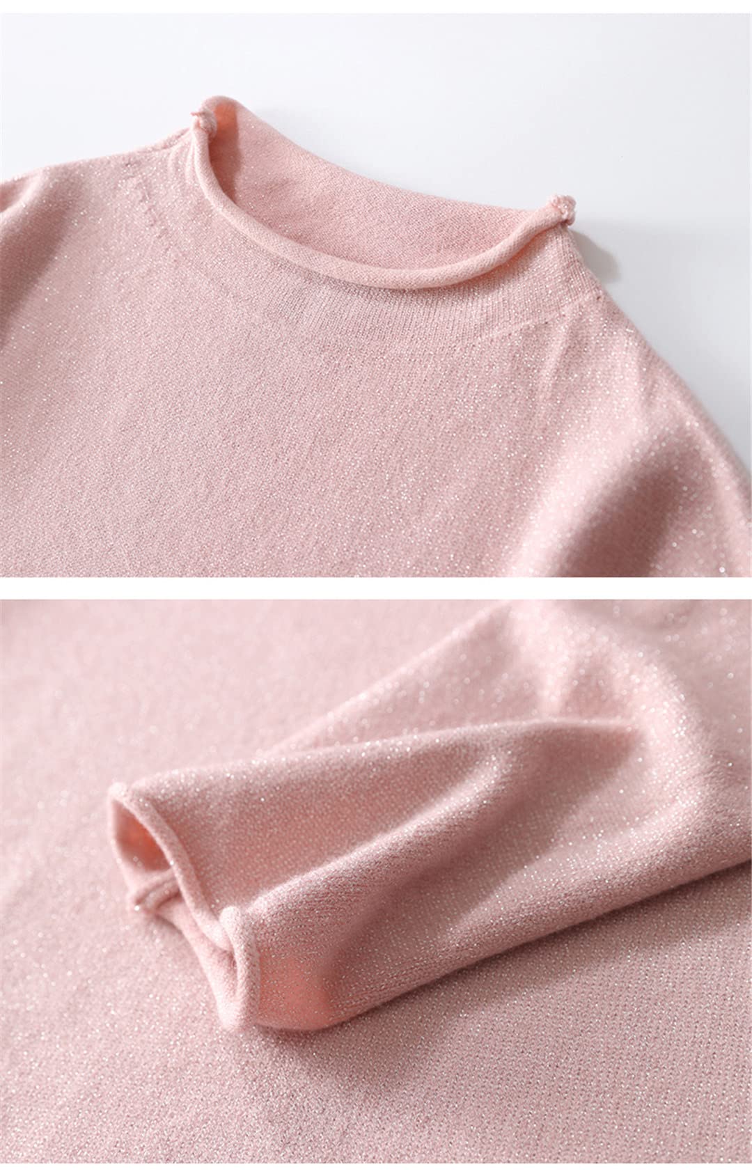Dninmim Pull décontracté en laine pour femme avec ourlet roulé et col montant - Pour l'automne et l'hiver, noirâtre En8, UK7 / 41EU / US8
