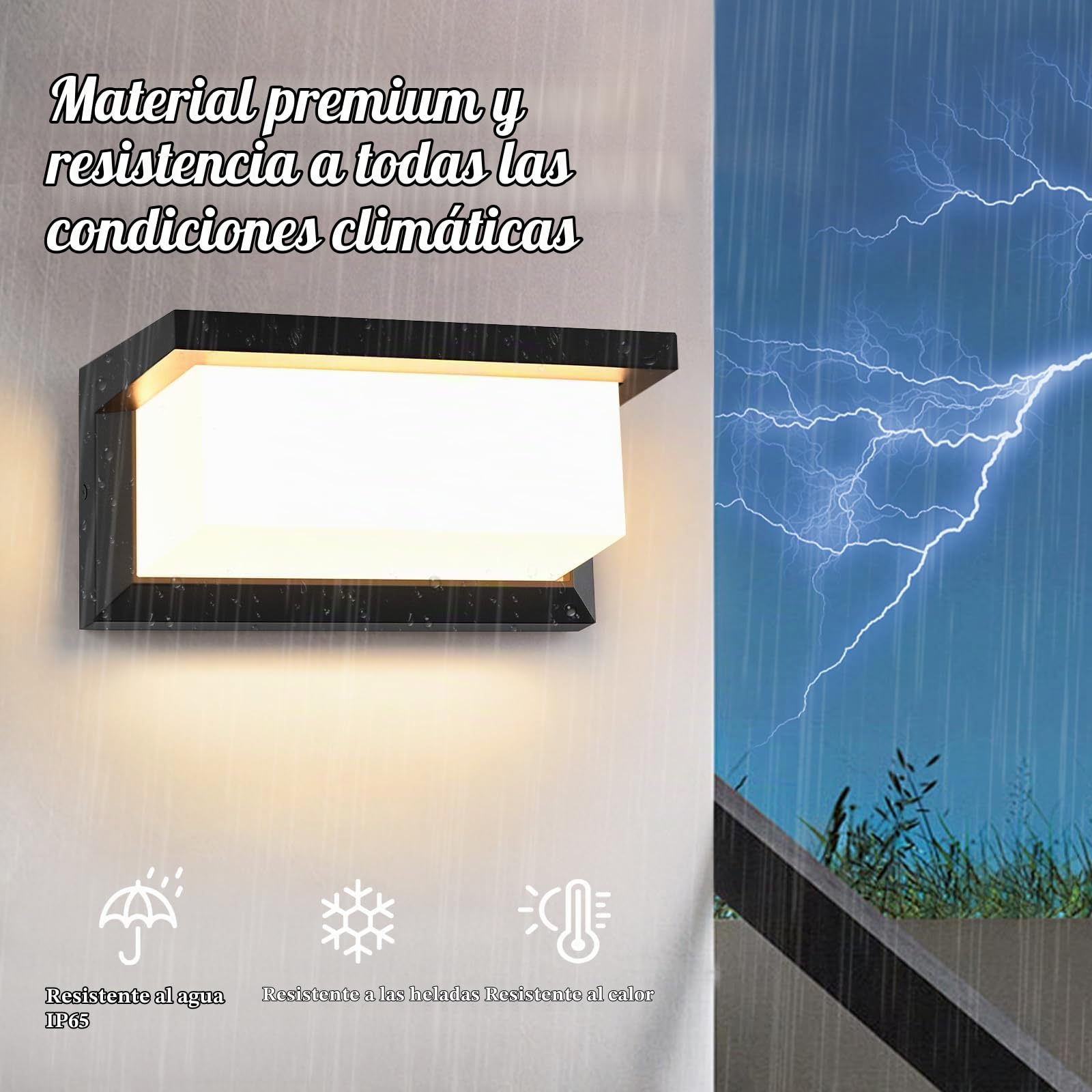 YindaLux 18W LED Lámpara de Exterior con Detector de Movimiento, Aplique con Mando a Distancia, IP65 Lámpara de Pared Interior, 3000-6500K, Lámpara de Exterior Regulable para Jardín, Negro