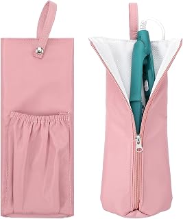 Hot Iron Holder Hot Tools Organizer Heat Resistant Mat Case Portable Hair Styling Tools Cover Pouch Hair Straightener Travel Bag with Zip for Curling Flat Iron Home Travel Pink
