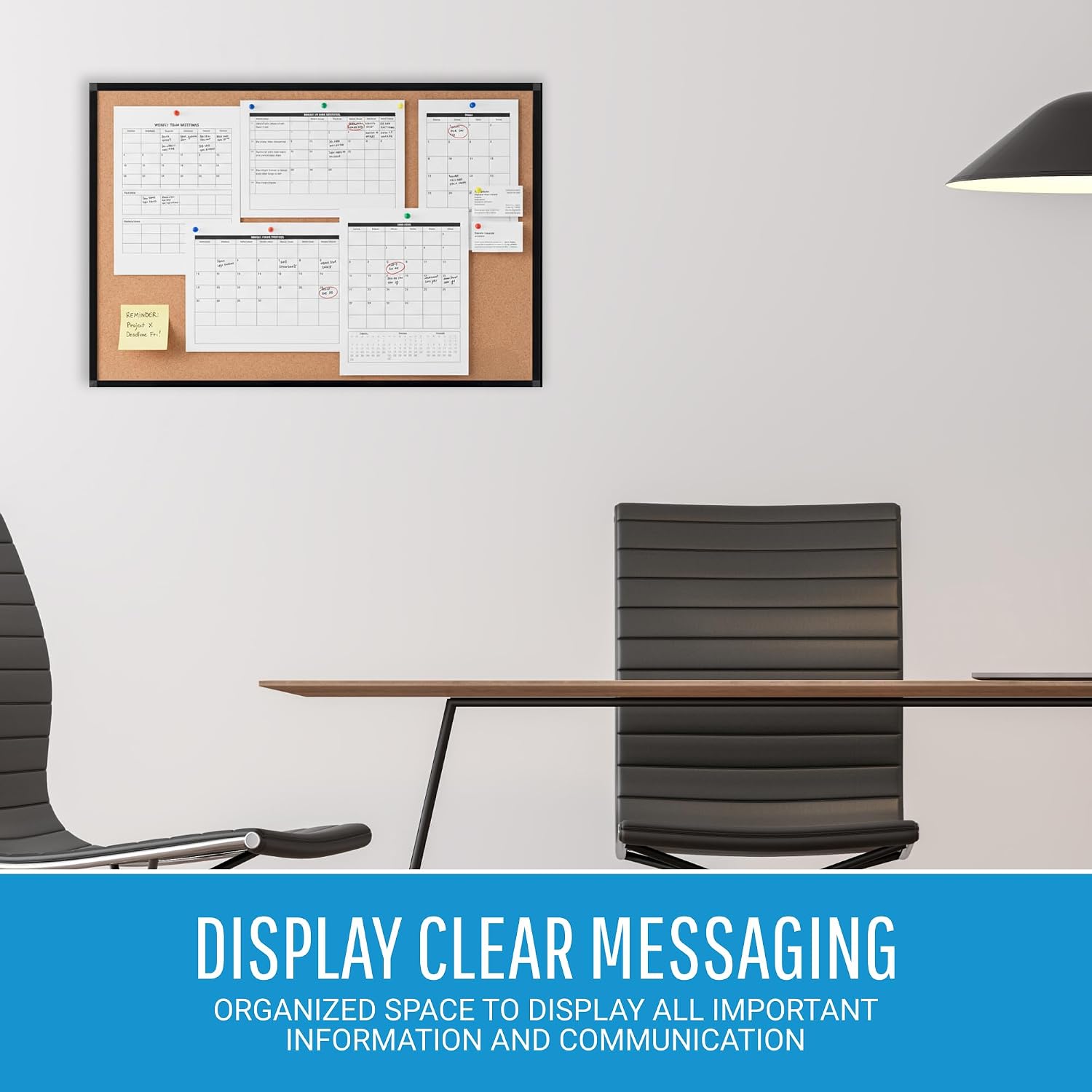 MasterVision New Generation A9 Bulletin Board, 24" x 18" Cork Board, Small Wall Mounted Push Pin Board for Home Office Décor, Black Frame