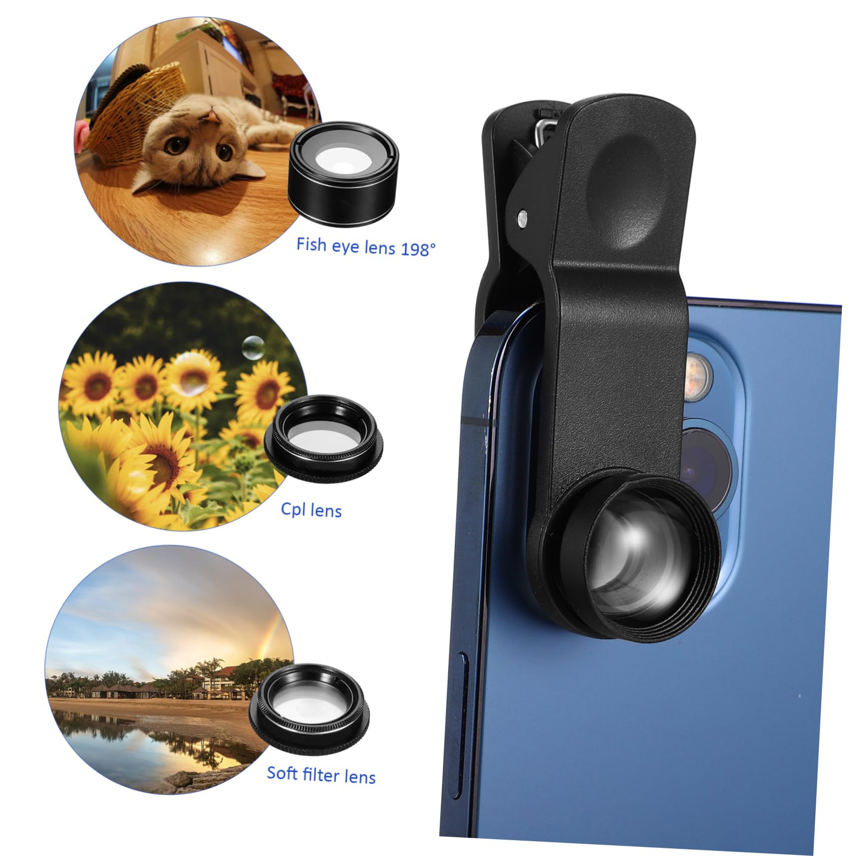 DOITOOL 3 Set - Un Kit Di Lenti Per Fotocamera Per Telefono Cellulare Filtro Grandangolare Macro Fisheye Facile Da Usare