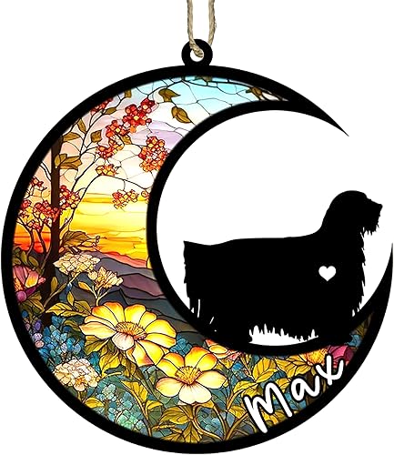 Miniatura 26 de Memorial personalizado para perro, adorno de Navidad de perro pastor alemán con nombre, razas personalizadas, atrapasador de luz para pérdida
